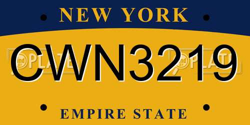 CWN3219 New York License Plate