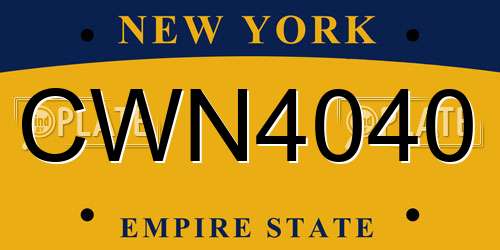 CWN4040 New York License Plate