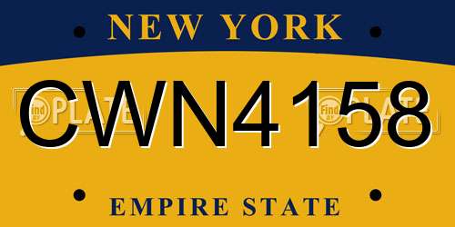 CWN4158 New York License Plate