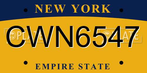 CWN6547 New York License Plate