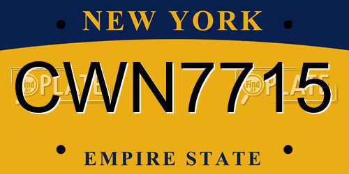 CWN7715 New York License Plate