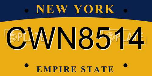 CWN8514 New York License Plate