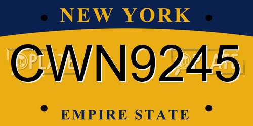 CWN9245 New York License Plate