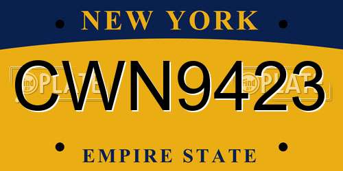 CWN9423 New York License Plate