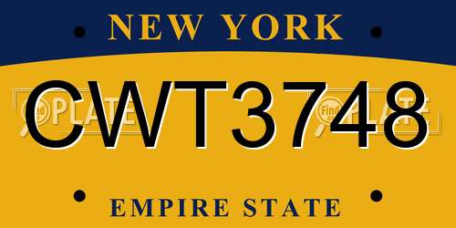 CWT3748 New York License Plate