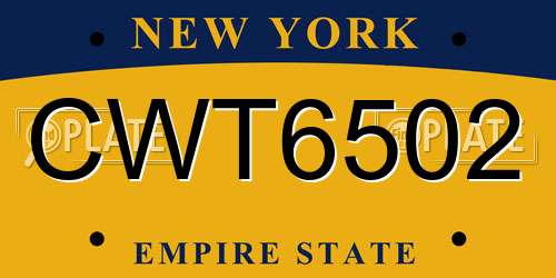 CWT6502 New York License Plate