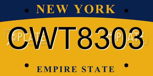 CWT8303 New York License Plate