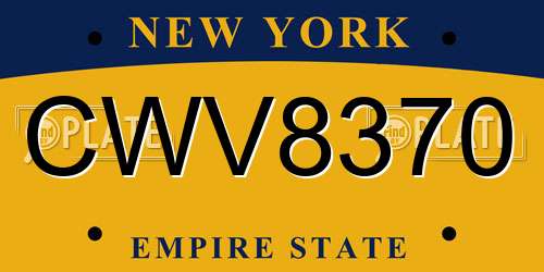 CWV8370 New York License Plate