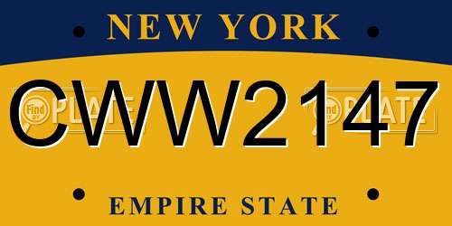 CWW2147 New York License Plate