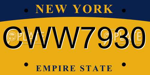 CWW7930 New York License Plate