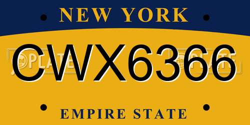 CWX6366 New York License Plate