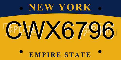 CWX6796 New York License Plate