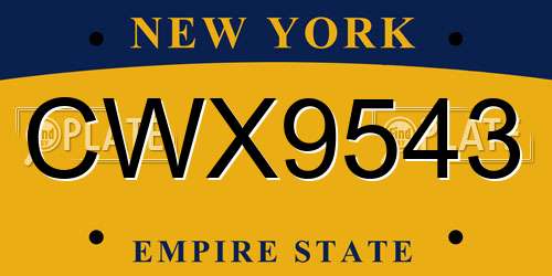 CWX9543 New York License Plate