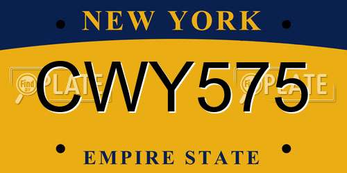 CWY575 New York License Plate