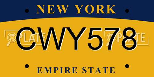 CWY578 New York License Plate