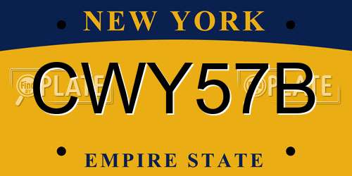 CWY57B New York License Plate