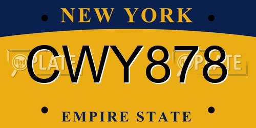 CWY878 New York License Plate