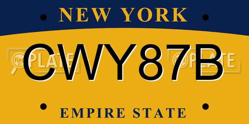 CWY87B New York License Plate