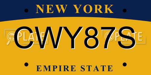 CWY87S New York License Plate