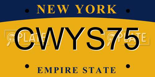 CWYS75 New York License Plate