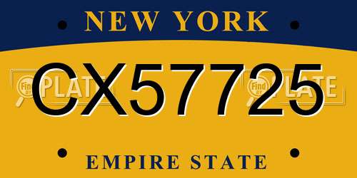 CX57725 New York License Plate