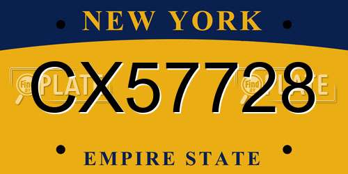 CX57728 New York License Plate