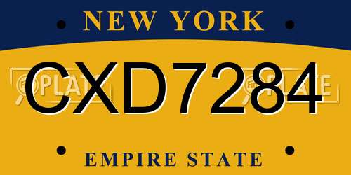 CXD7284 New York License Plate