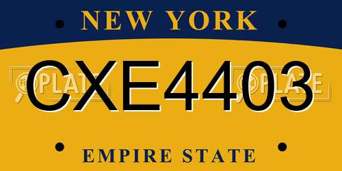 CXE4403 New York License Plate