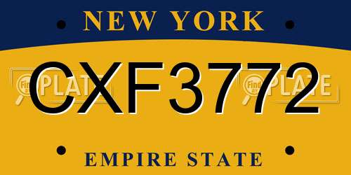 CXF3772 New York License Plate
