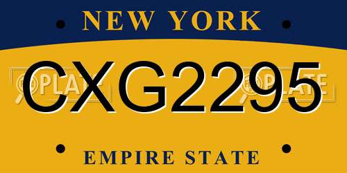 CXG2295 New York License Plate