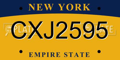 CXJ2595 New York License Plate