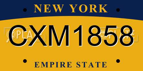 CXM1858 New York License Plate