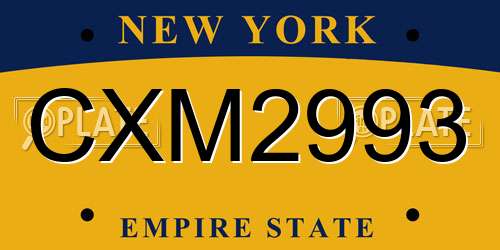 CXM2993 New York License Plate