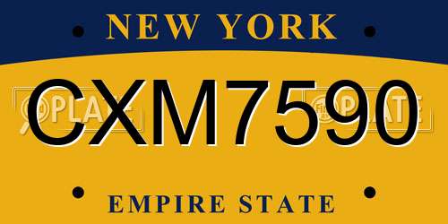 CXM7590 New York License Plate