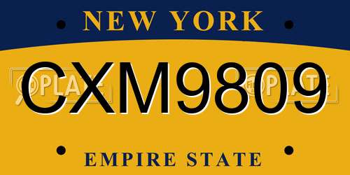 CXM9809 New York License Plate