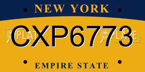 CXP6773 New York License Plate