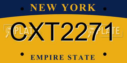 CXT2271 New York License Plate