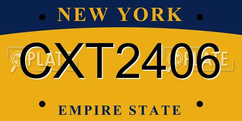 CXT2406 New York License Plate