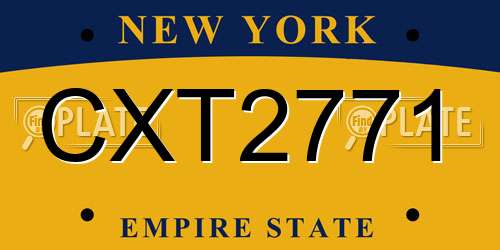 CXT2771 New York License Plate