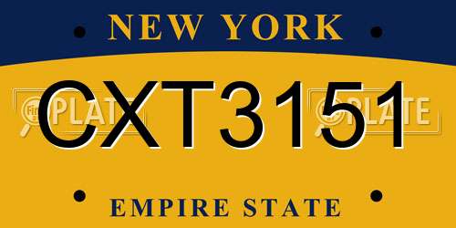 CXT3151 New York License Plate