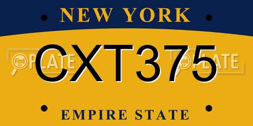 CXT375 New York License Plate