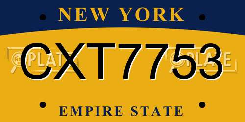 CXT7753 New York License Plate