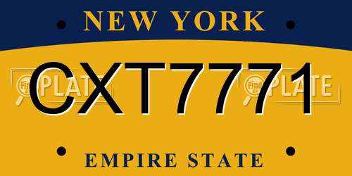 CXT7771 New York License Plate