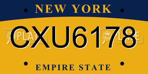 CXU6178 New York License Plate