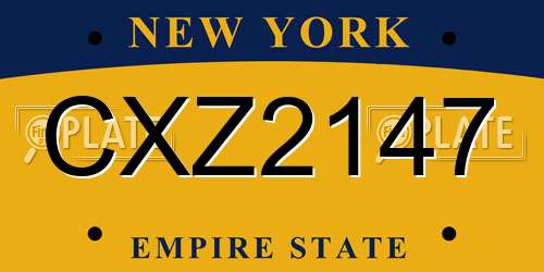 CXZ2147 New York License Plate