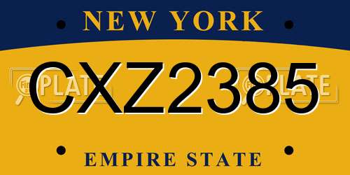 CXZ2385 New York License Plate