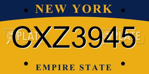 CXZ3945 New York License Plate