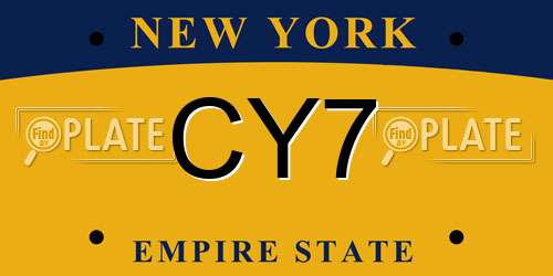 CY7 New York License Plate