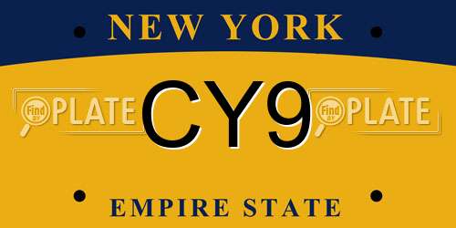 CY9 New York License Plate