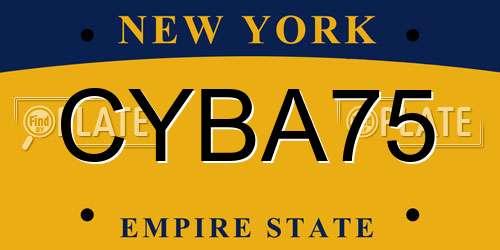 CYBA75 New York License Plate